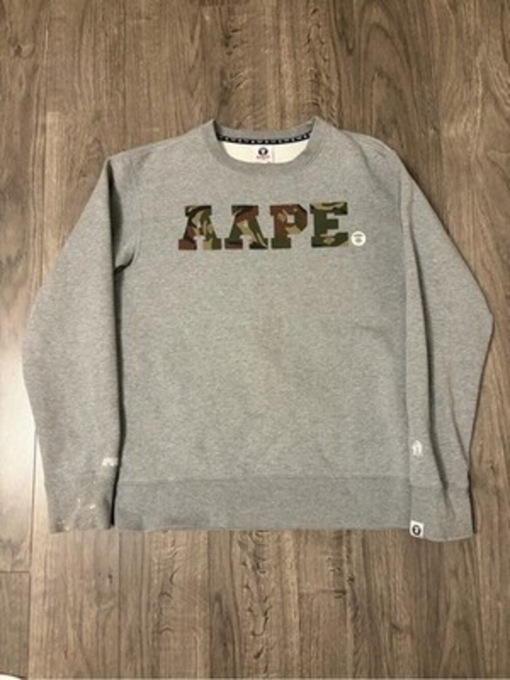 Aape Gray Crewneck Sweatshirt with Camo Logo